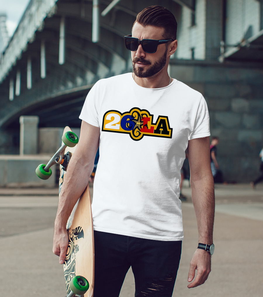 26 LA Bricks And Wood Los Angeles Lakers Stylized T-Shirt