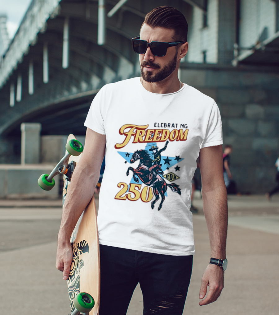 Celebrating Freedom 250 Years RDR Cowboy Rodeo Stars T-Shirt