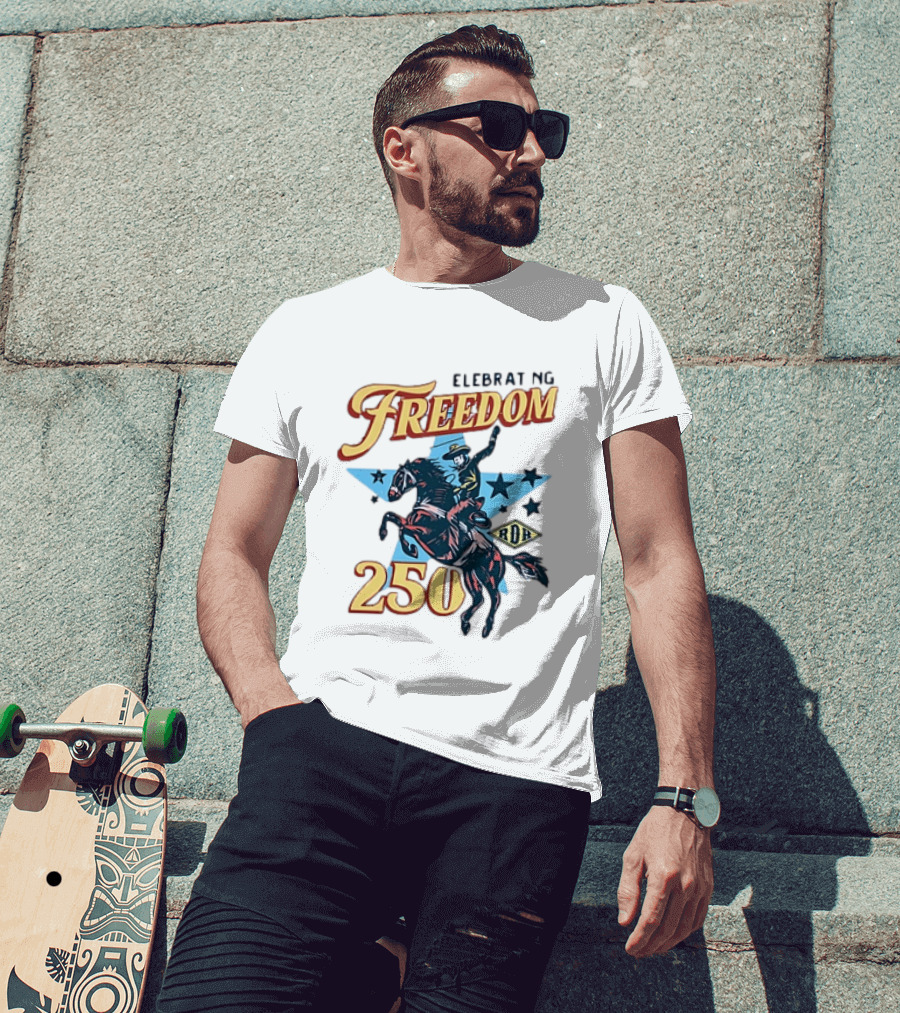 Celebrating Freedom 250 Years RDR Cowboy Rodeo Stars T-Shirt