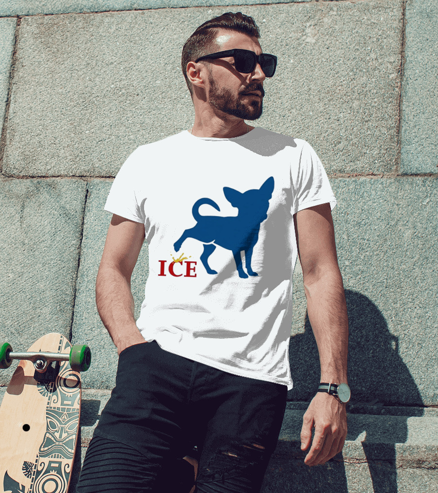 Chihuahua Urinating On ICE Text Representation T-Shirt