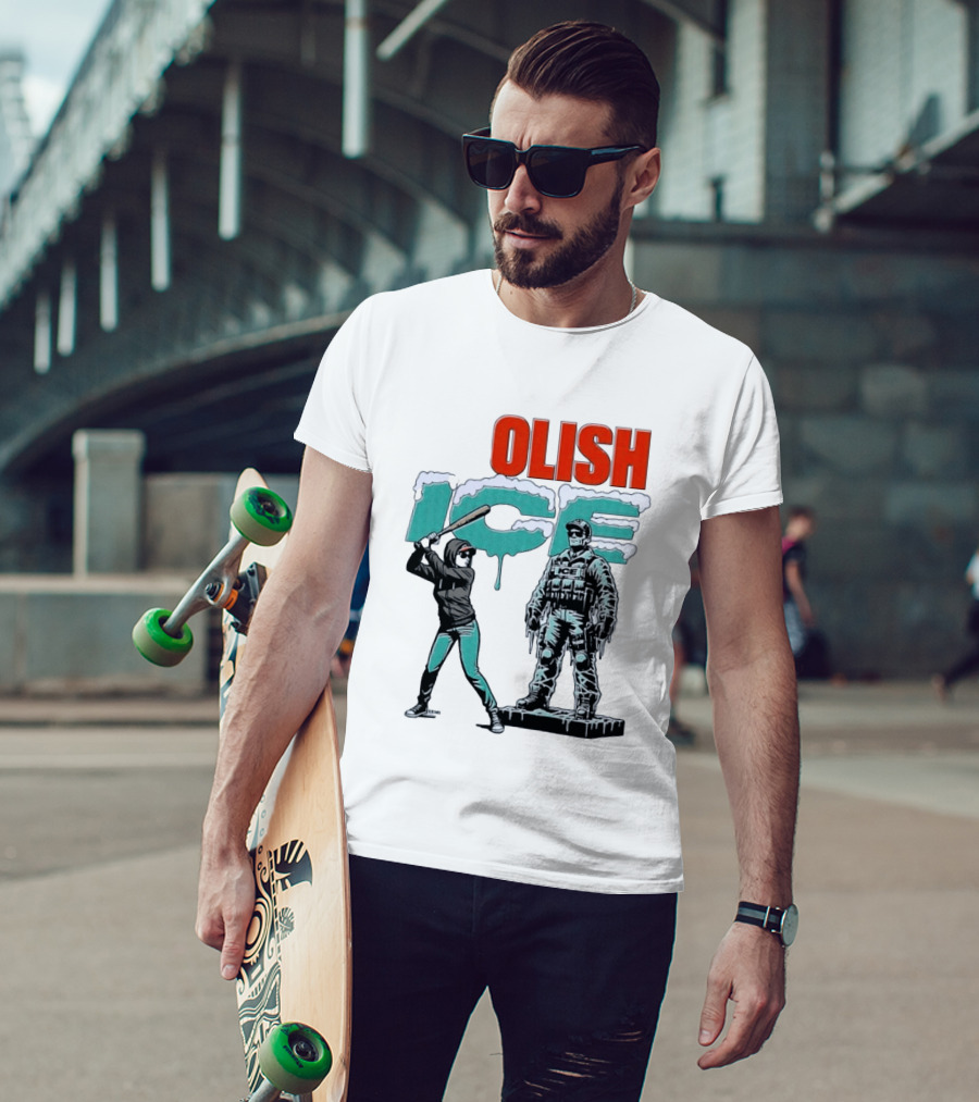 Krime Olish ICE Woman With Baseball Bat Smashing Statue T-Shirt