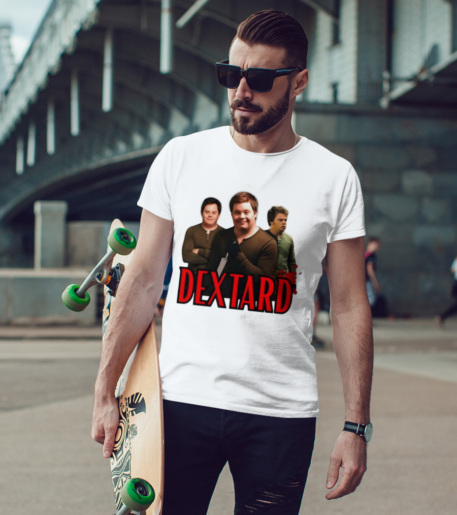 Dextard Meme Parody With Triple Character Image And Red T-Shirt