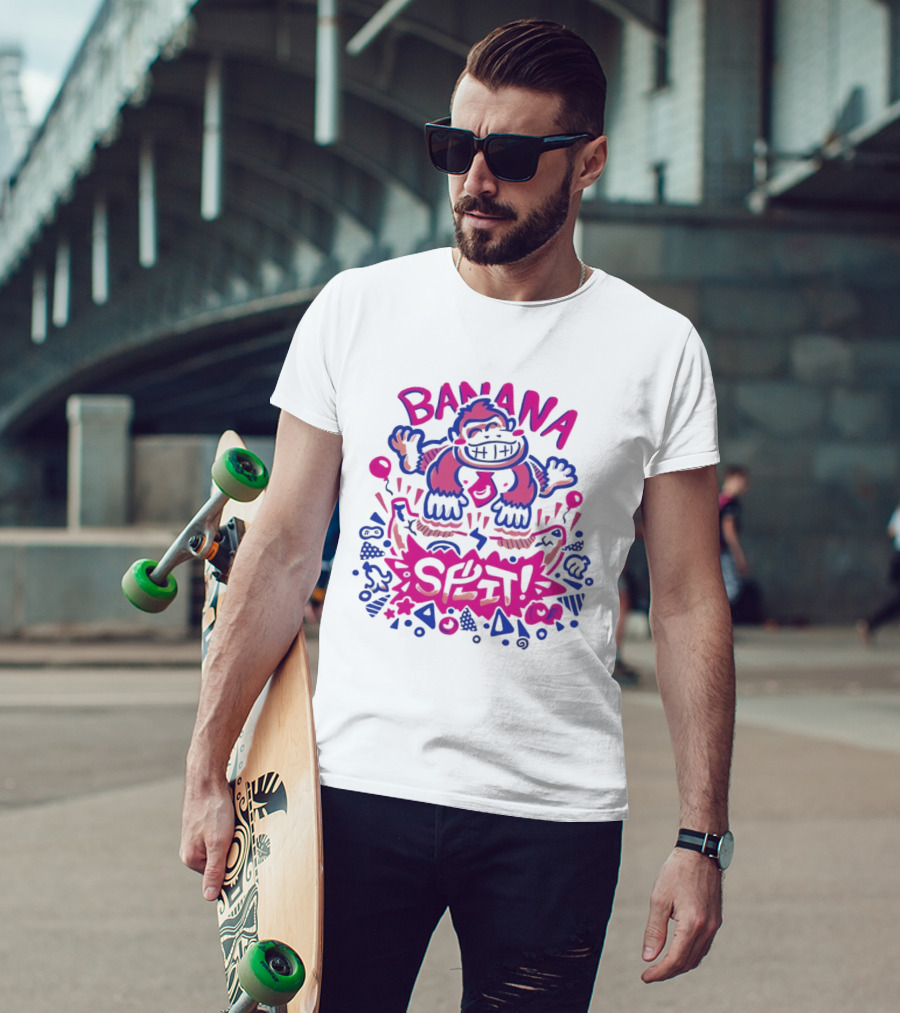 Banana Split Monkey Cartoon Fun T-Shirt
