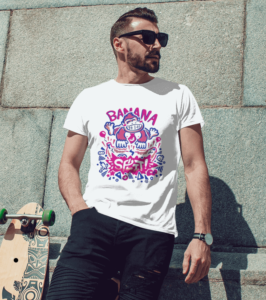 Banana Split Monkey Cartoon Fun T-Shirt
