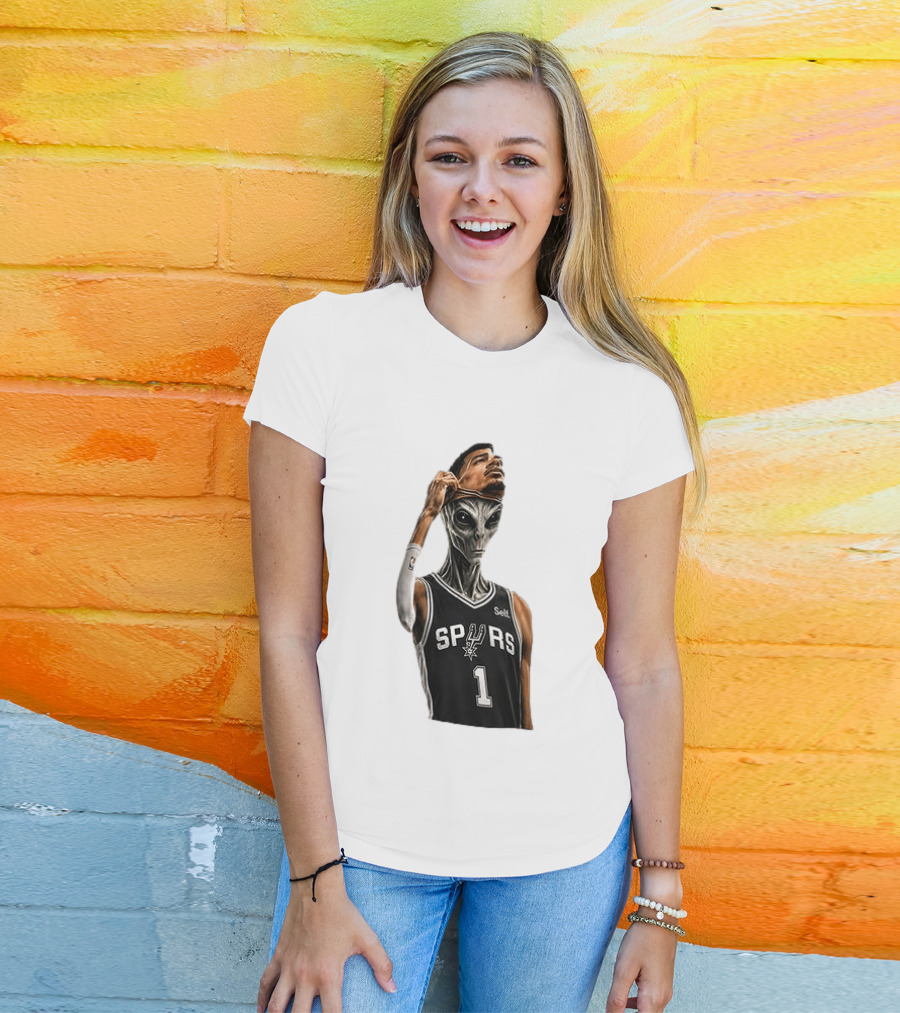 Wembanyama Spurs Alien Takeover Face Reveal Self 1 T-Shirt
