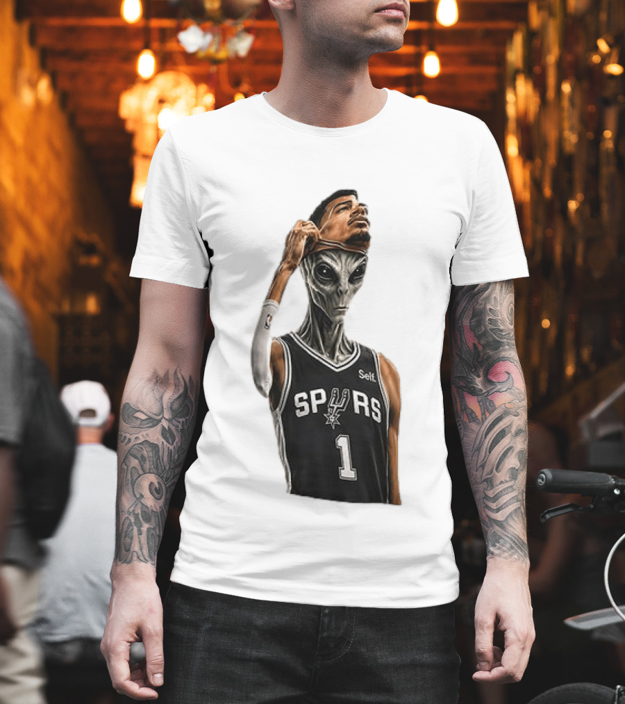 Wembanyama Spurs Alien Takeover Face Reveal Self 1 T-Shirt