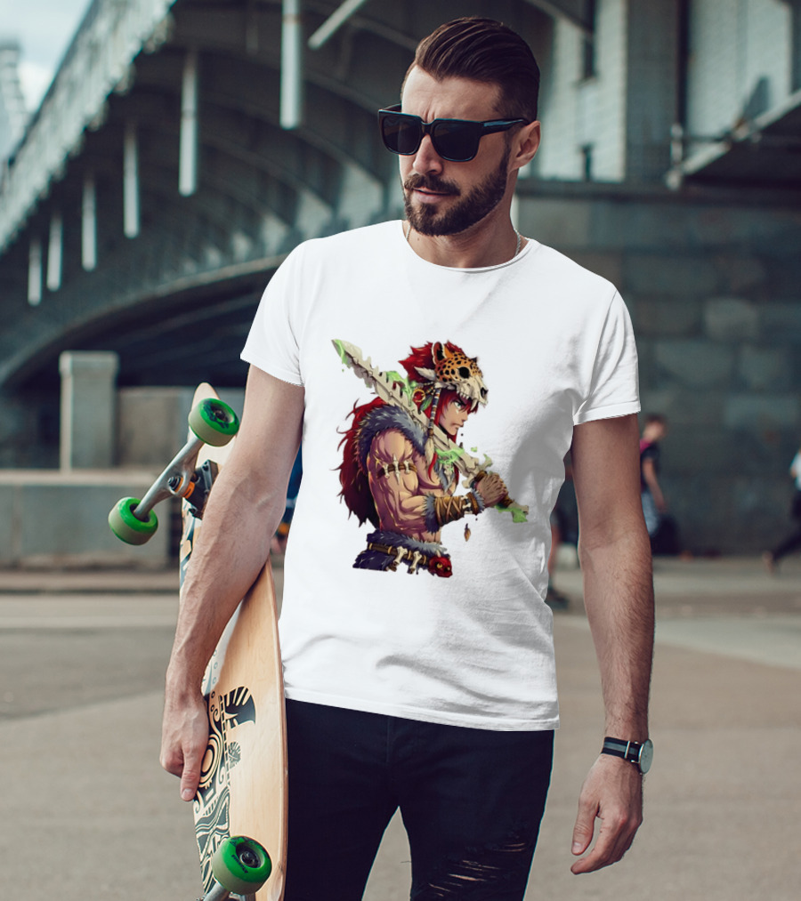 Jaguar Warrior Aztec Fantasy Glowing Bone Sword Warrior T-Shirt