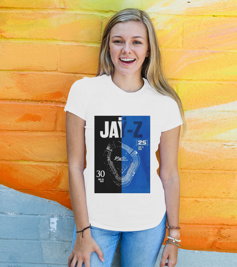 Jay Z Yankee Stadium July 10 11 2026 Celebration With Map Blueprint T-Shirt
