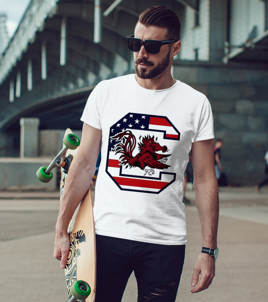 American Flag South Carolina Gamecocks C T-Shirt
