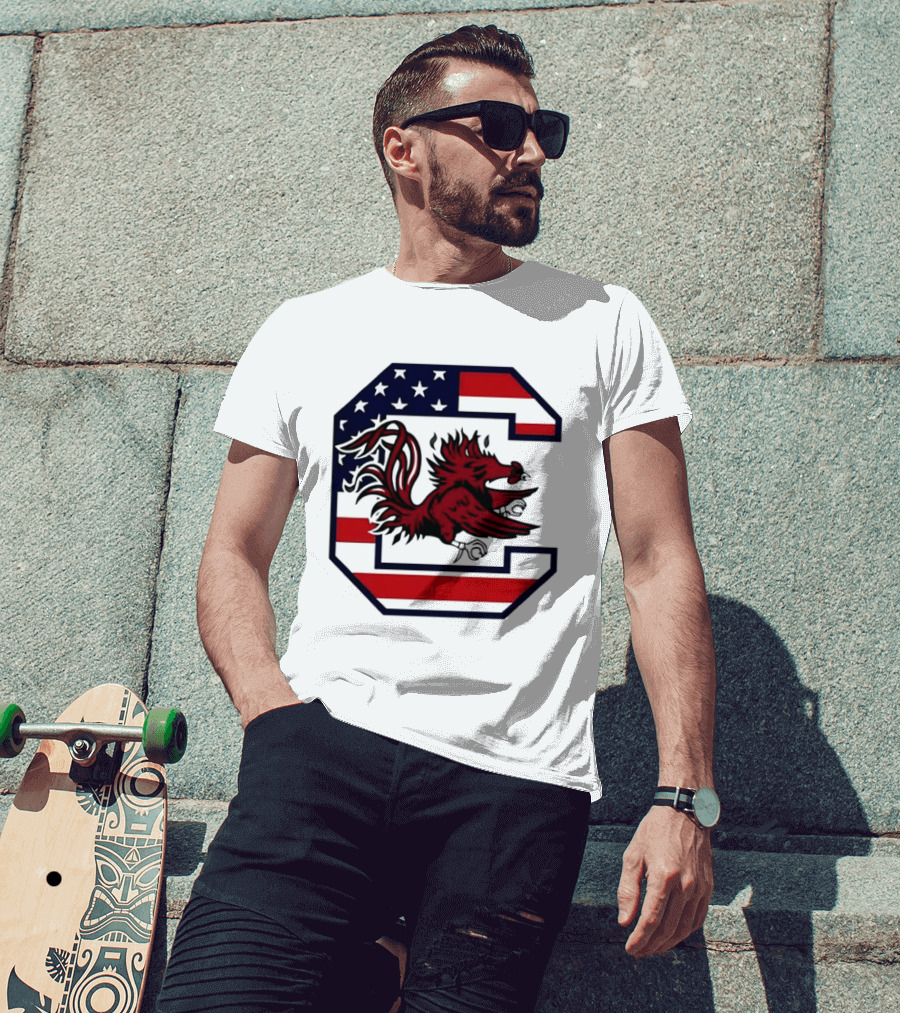 American Flag South Carolina Gamecocks C T-Shirt
