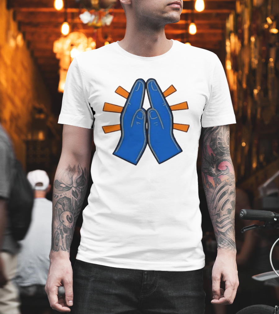 Please Just Make It All Worth It Blue Praying Hands Emoji T-Shirt