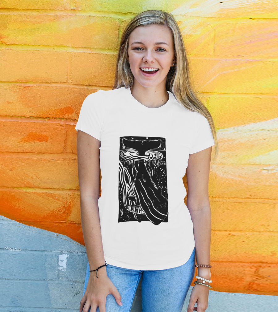 American Traditional Moby Dick Vintage Tattoo Style Whale Ocean Nautical T-Shirt