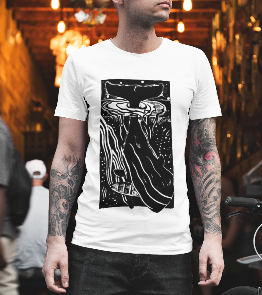 American Traditional Moby Dick Vintage Tattoo Style Whale Ocean Nautical T-Shirt