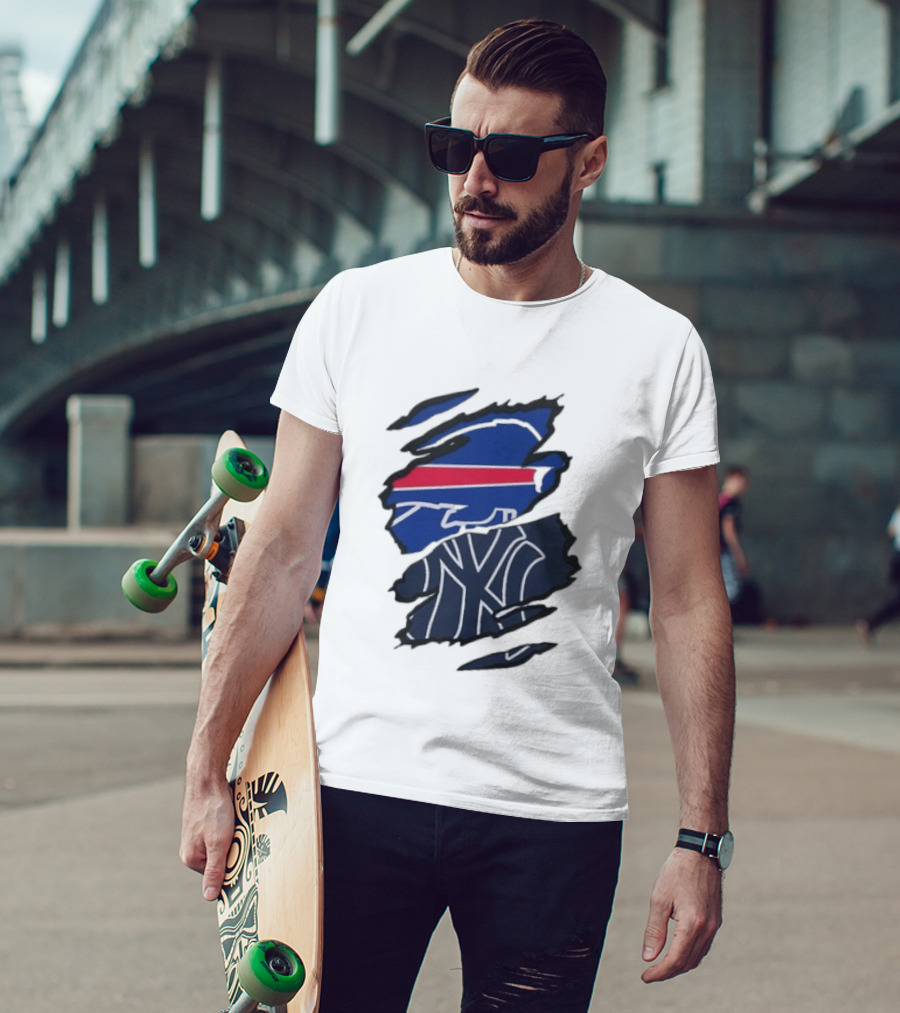 Buffalo Bills New York Yankees Split Collaboration Beneath The Surface T-Shirt