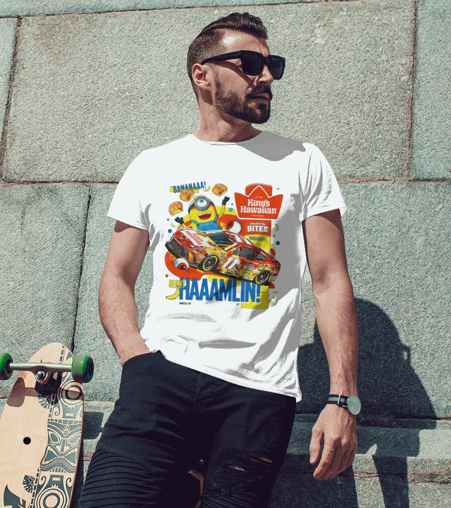 Minions Bananaa With Denny Hamlin King's Hawaiian Shake 'n Bites Racing 2026 T-Shirt