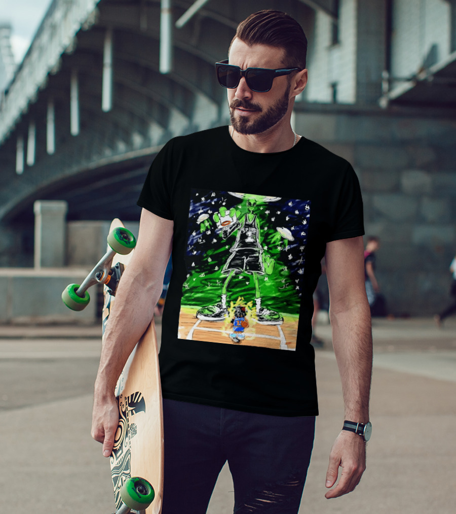 Victor Wembanyama Alien San Antonio Spurs Vs Jalen Brunson New York Knicks NBA Showdown T-Shirt