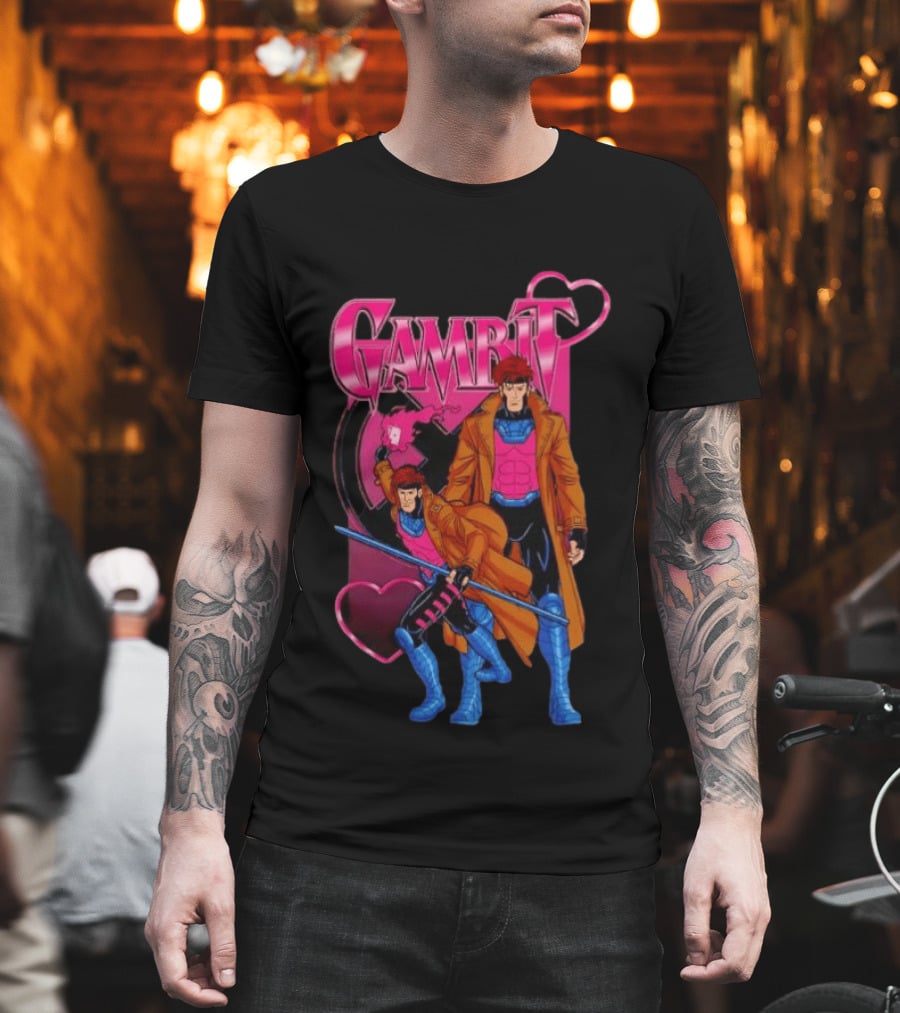 Gambit X Men Marvel Comics Character Playing Cards Hearts And Staff T-Shirt