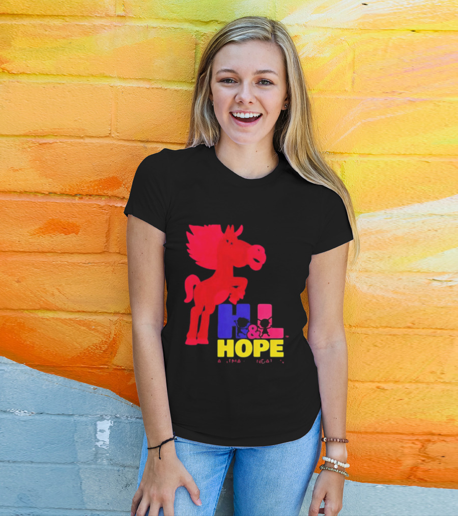 HL Hope GTMA Foundation Red Horse And Colorful Letters T-Shirt
