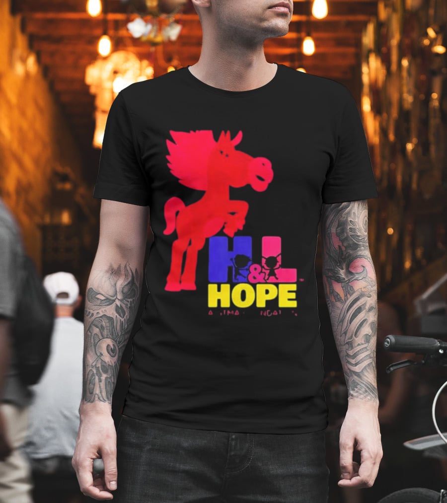 HL Hope GTMA Foundation Red Horse And Colorful Letters T-Shirt