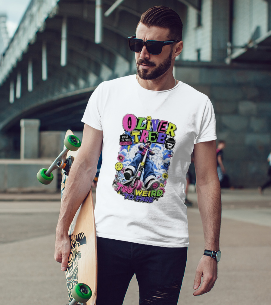 Oliver Tree Rest In Peace 1993 2023 Too Weird To Fade Angel Wings Scooter Floral T-Shirt