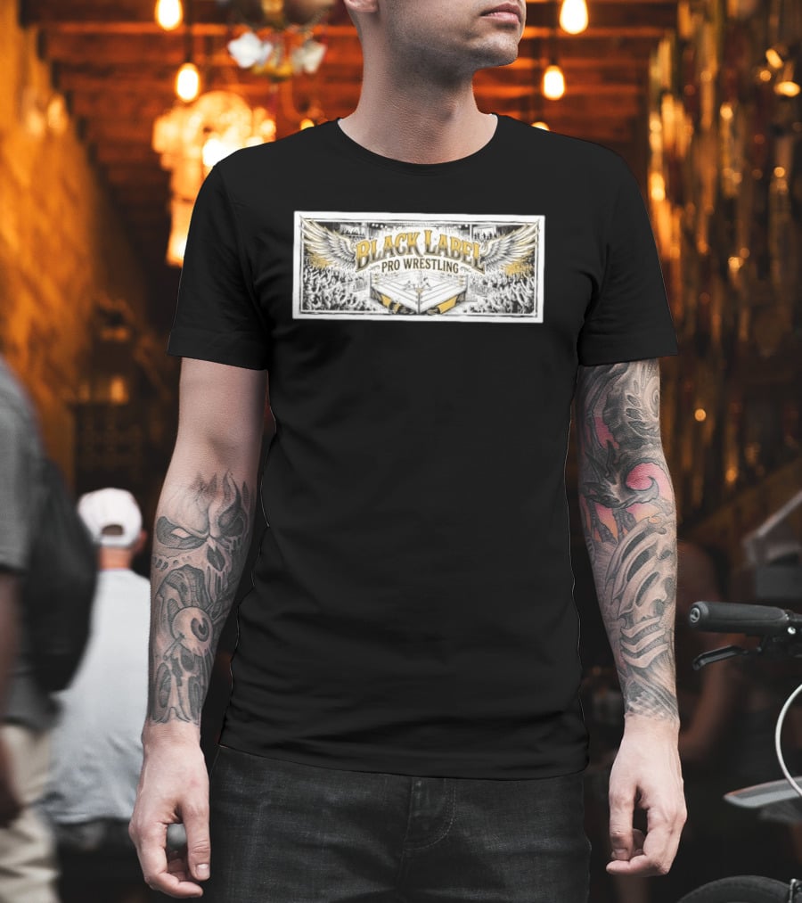 Black Label Pro Wrestling Winged Ring Fans Indie Wrestling T-Shirt
