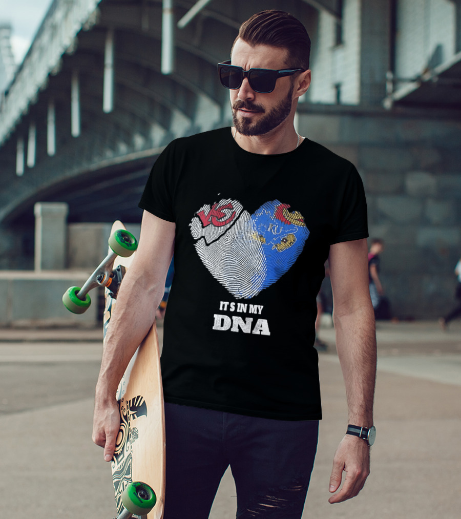 Kansas City Chiefs KU Jayhawks It's In My DNA Heart Fingerprint T-Shirt
