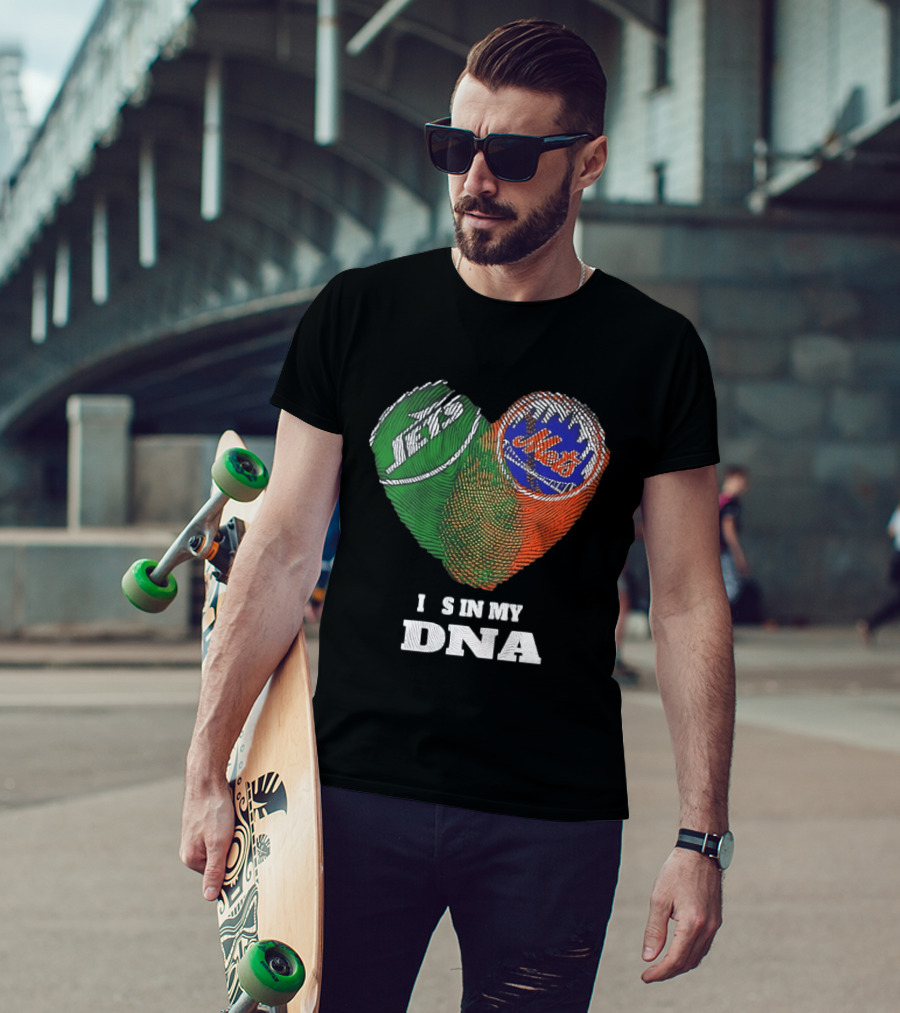 New York Jets Mets Heart Fingerprint It Is In My DNA T-Shirt