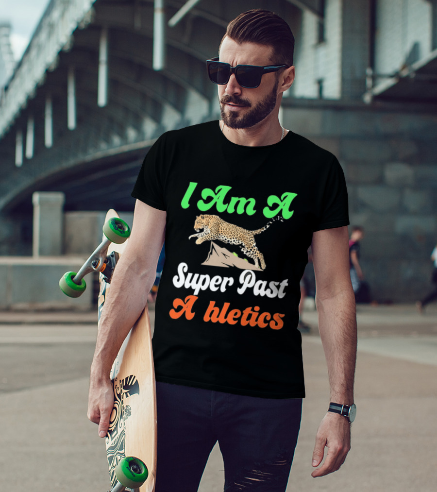 I Am A Super Past Athletics Leopard Running T-Shirt