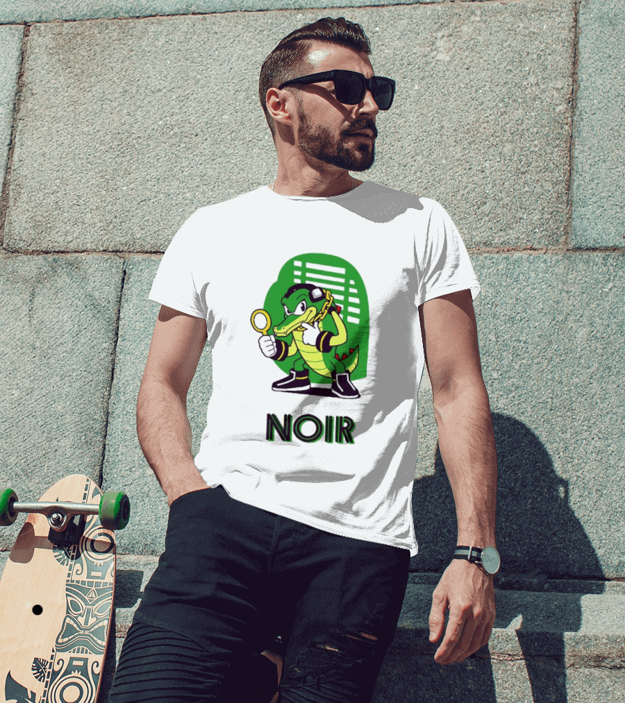 Vector The Crocodile Chaotix Detective Agency Noir Magnifying Glass Image T-Shirt