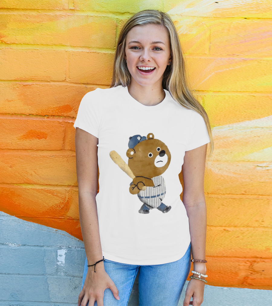 Kuma Bear Takuto Nakagawa Baseball Player Character In Striped Uniform T-Shirt
