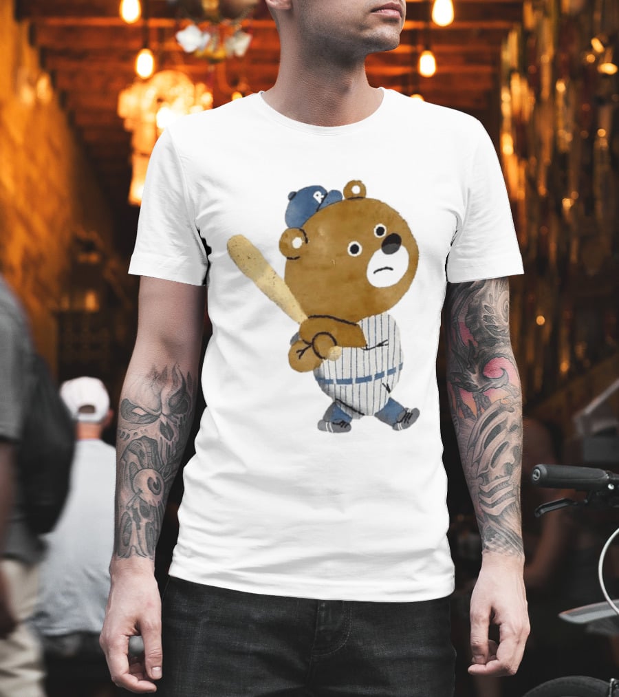 Kuma Bear Takuto Nakagawa Baseball Player Character In Striped Uniform T-Shirt