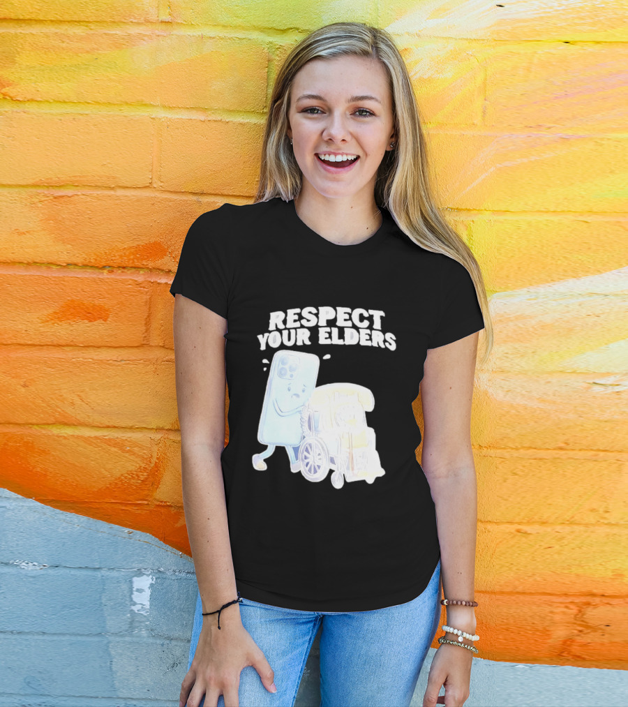 Respect Your Elders Smartphone And Vintage Telephone T-Shirt