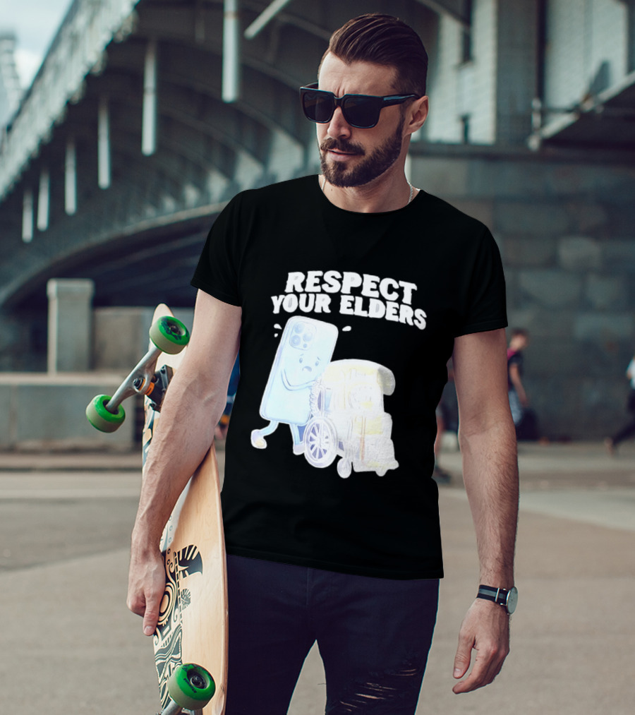 Respect Your Elders Smartphone And Vintage Telephone T-Shirt