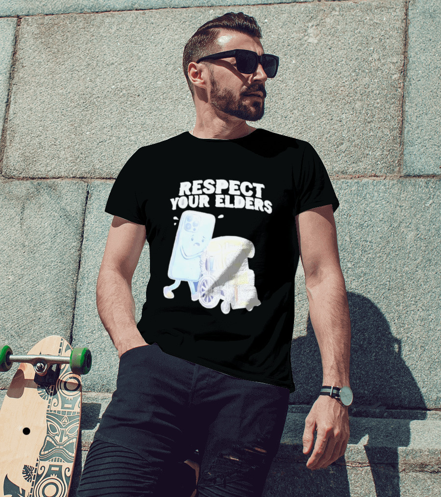 Respect Your Elders Smartphone And Vintage Telephone T-Shirt