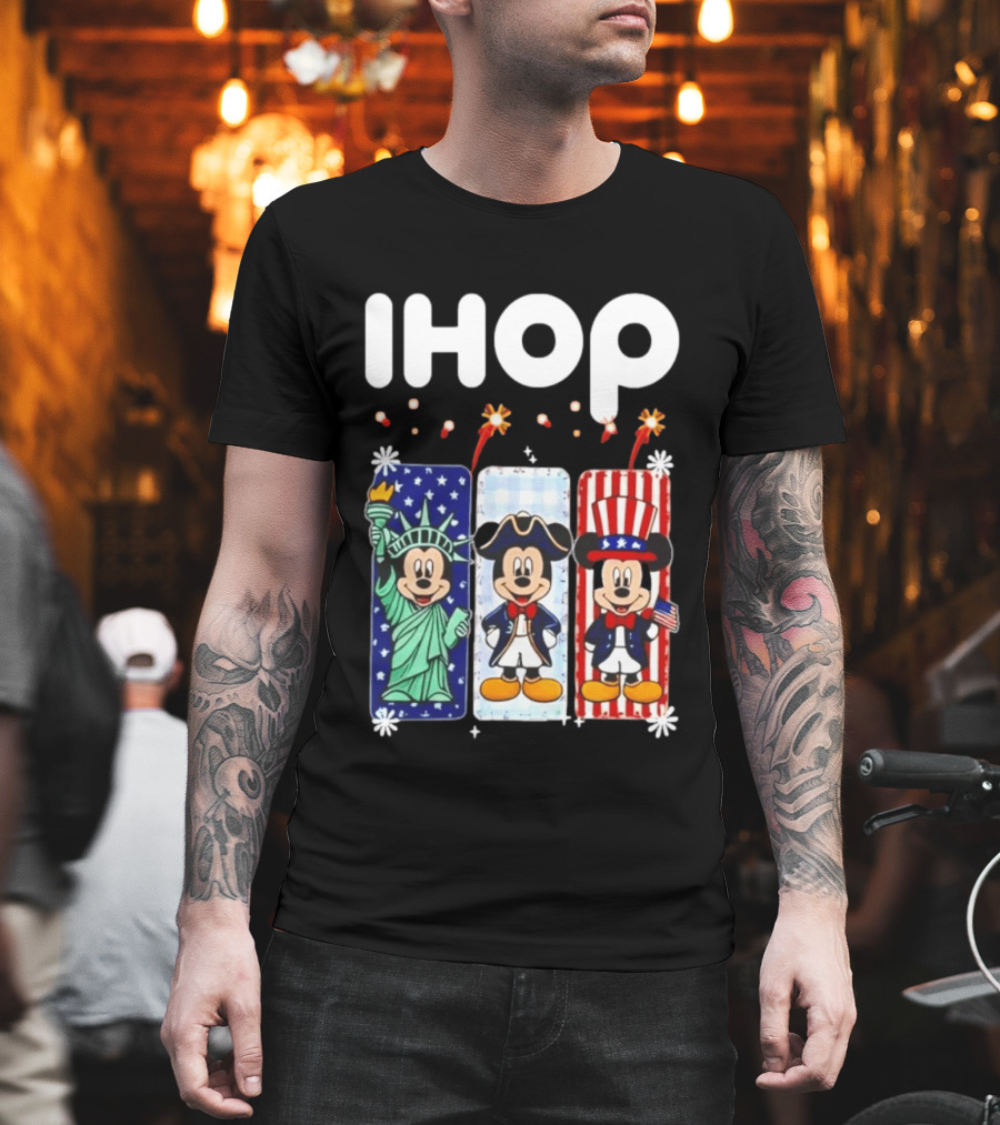 IHOP Mickey Mouse Statue Of Liberty Colonial Patriotic Independence Day T-Shirt
