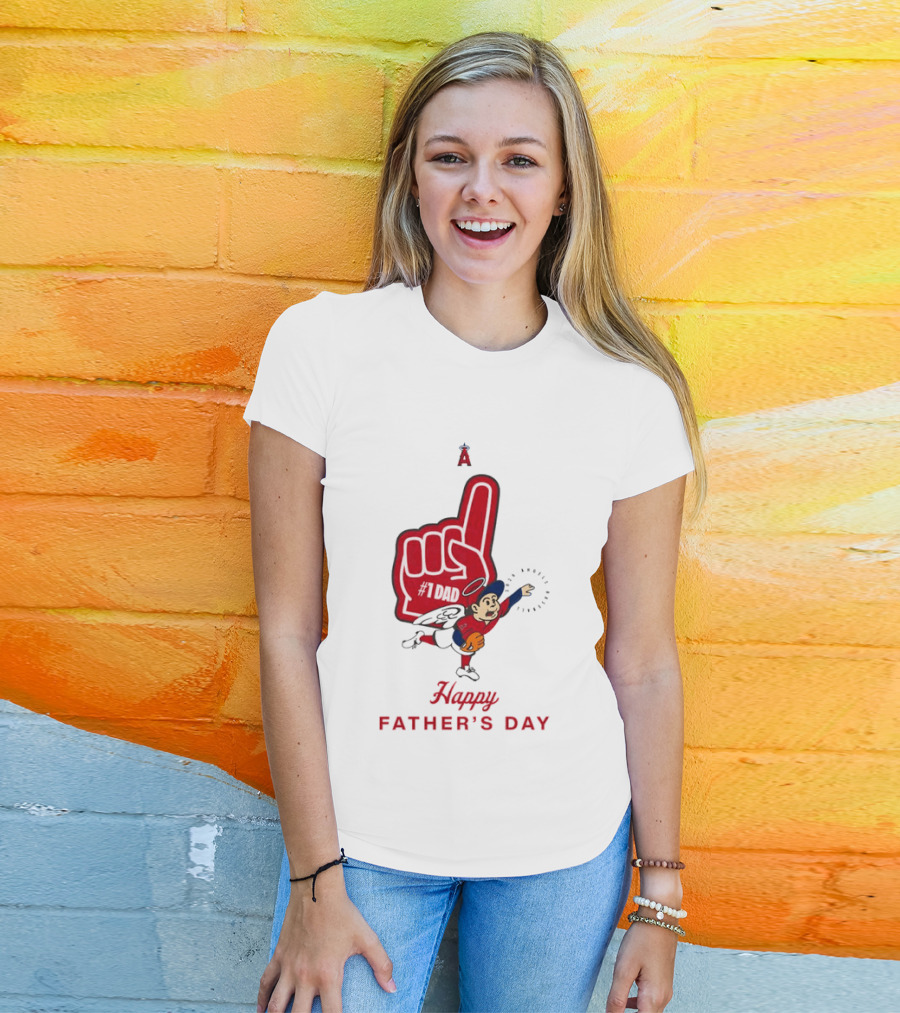 Happy Father's Day 2026 Los Angeles Angels Baseball Fan Foam Finger T-Shirt