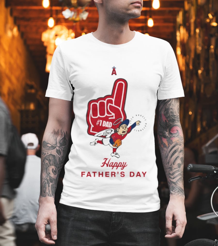 Happy Father's Day 2026 Los Angeles Angels Baseball Fan Foam Finger T-Shirt