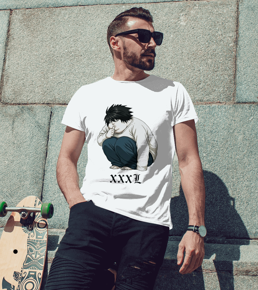 L Lawliet Xxxl Meme Anime Character Sitting Pose T-Shirt
