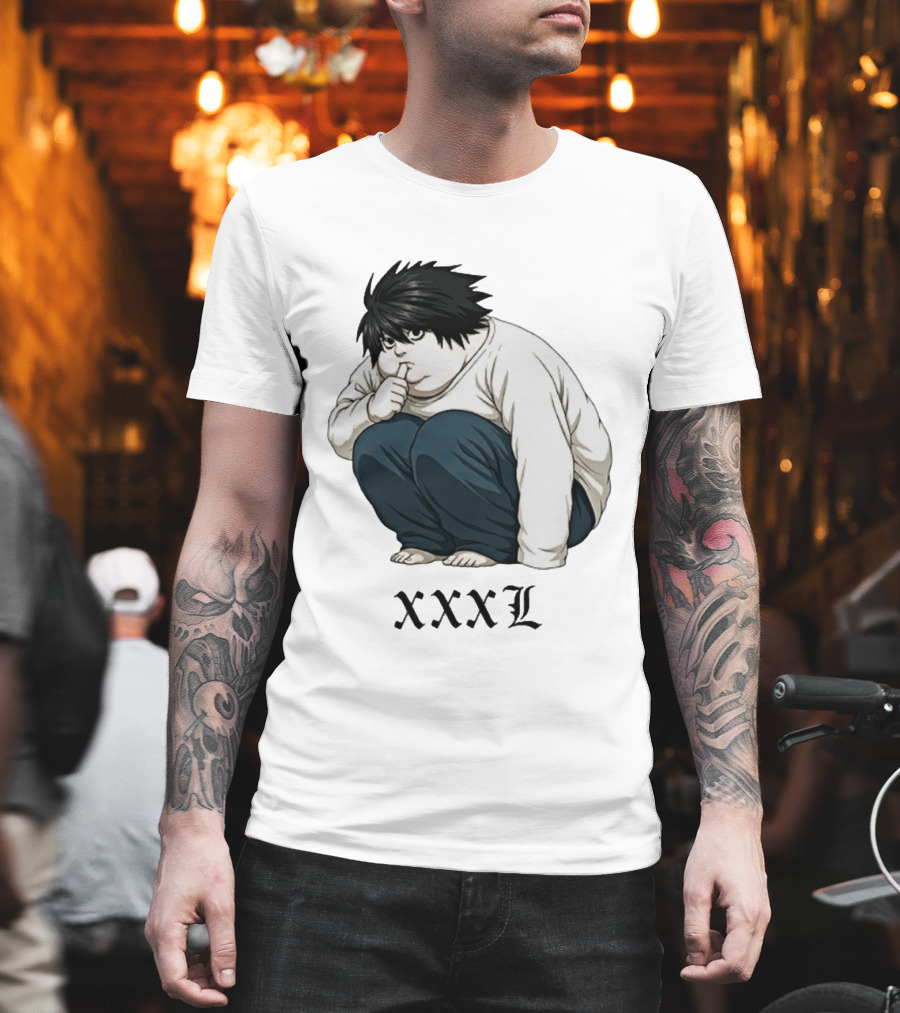 L Lawliet Xxxl Meme Anime Character Sitting Pose T-Shirt