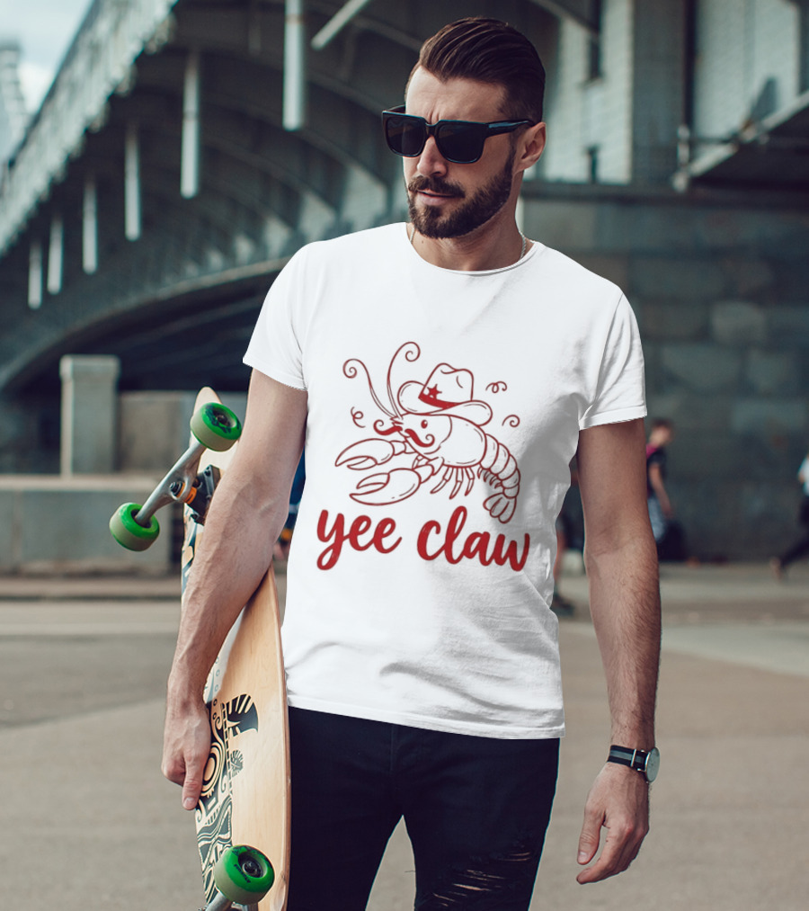 Yee Claw Lobster Cowboy Hat Rodeo Wrangler T-Shirt