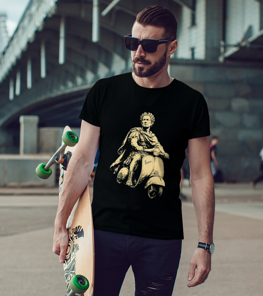 Julius Caesar Vespa Scooter Roman Warrior Motif T-Shirt