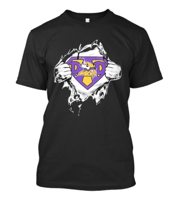 Minnesota Vikings Super Dad Purple Yellow Ripped Chest T-Shirt