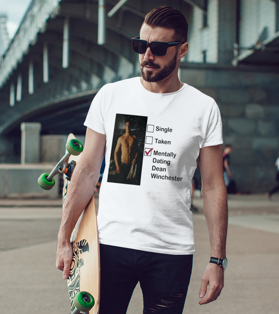 Jensen Ackles Less Mentally Dating Dean Winchester Single Taken Checked T-Shirt