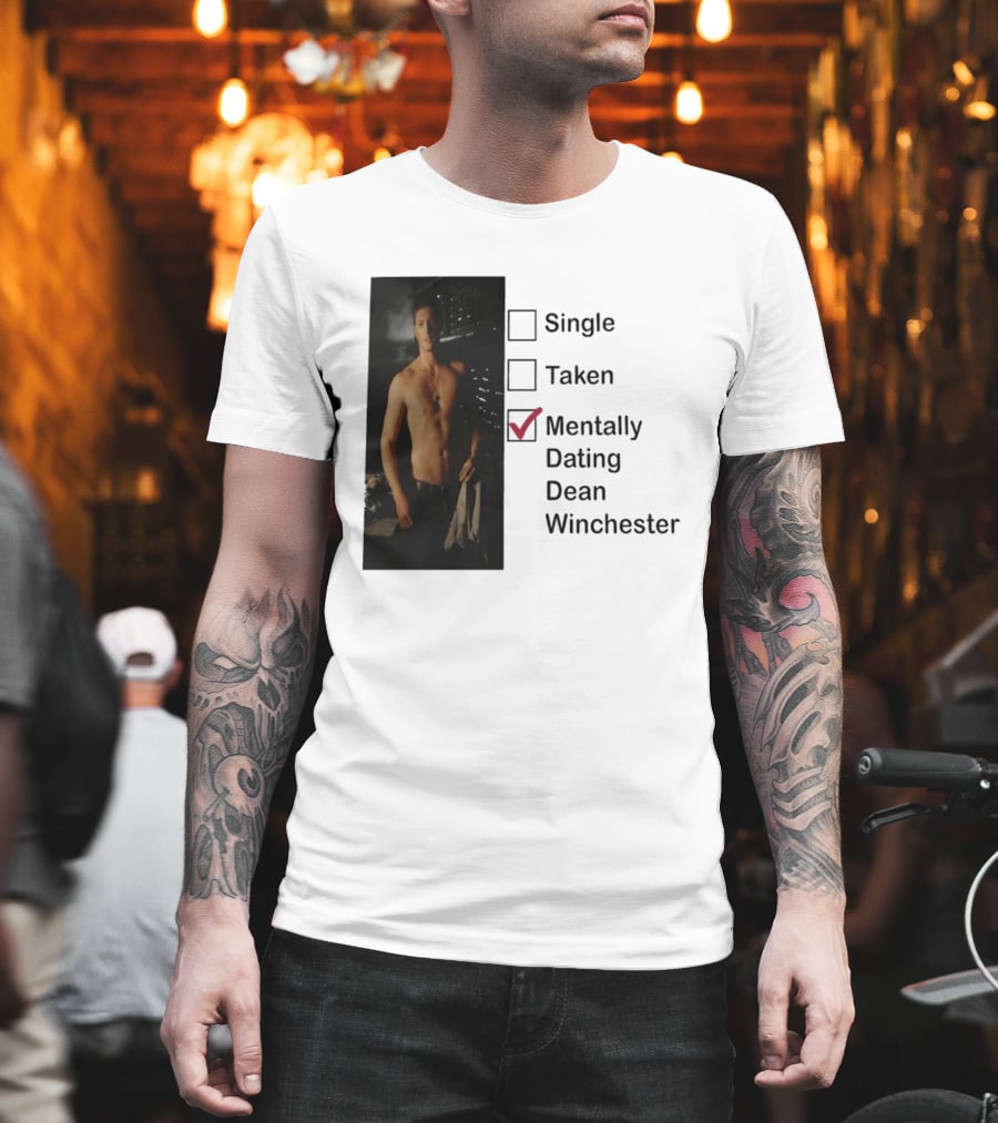 Jensen Ackles Less Mentally Dating Dean Winchester Single Taken Checked T-Shirt