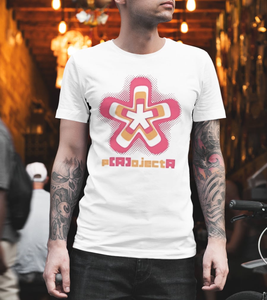 P R OjectR Star Symbol Retro Pink And Yellow T-Shirt