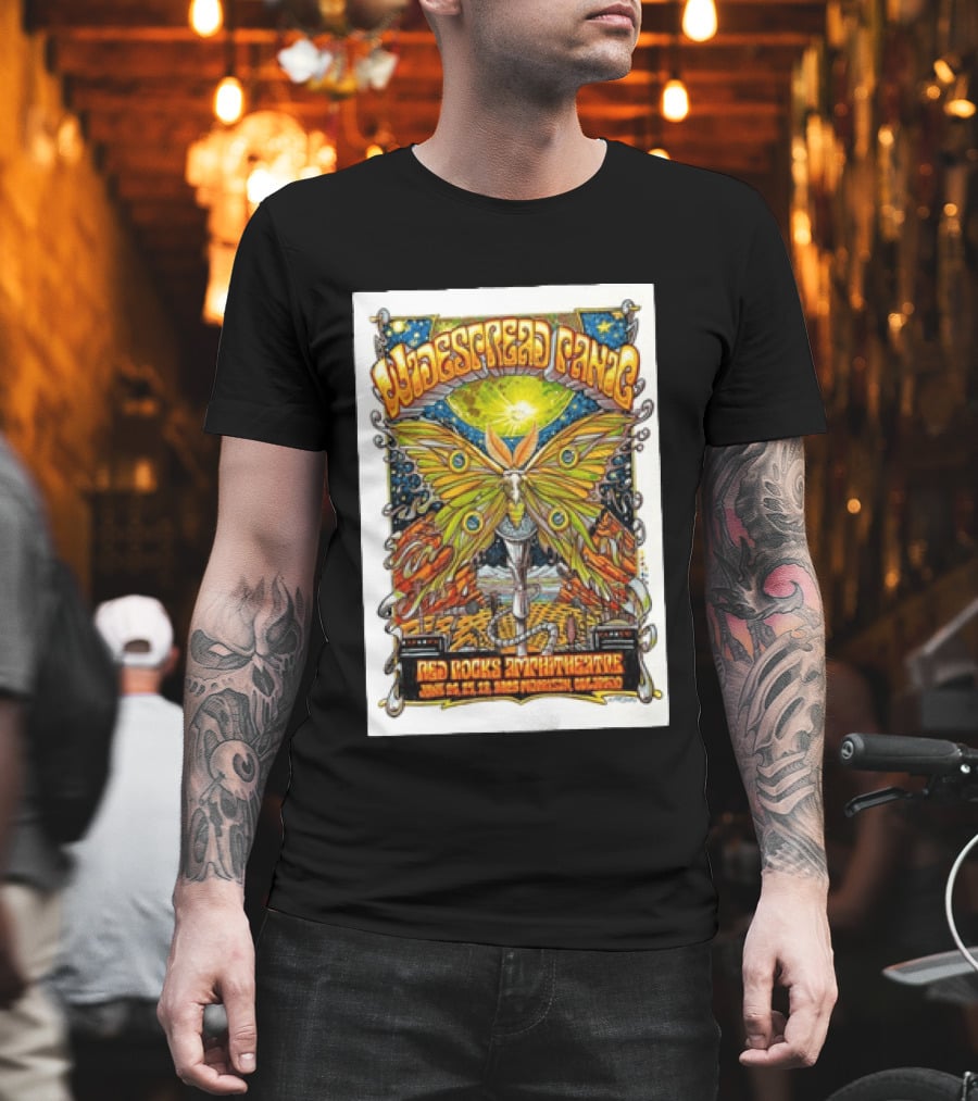 Widespread Panic June 26 28 2026 Red Rocks Amphitheatre Morrison Colorado Moth And Cosmic Sky T-Shirt