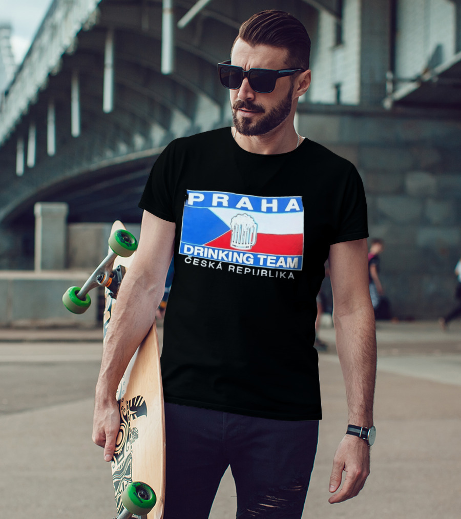 PRAHA Drinking Team Ceska Republika Flag Beer T-Shirt
