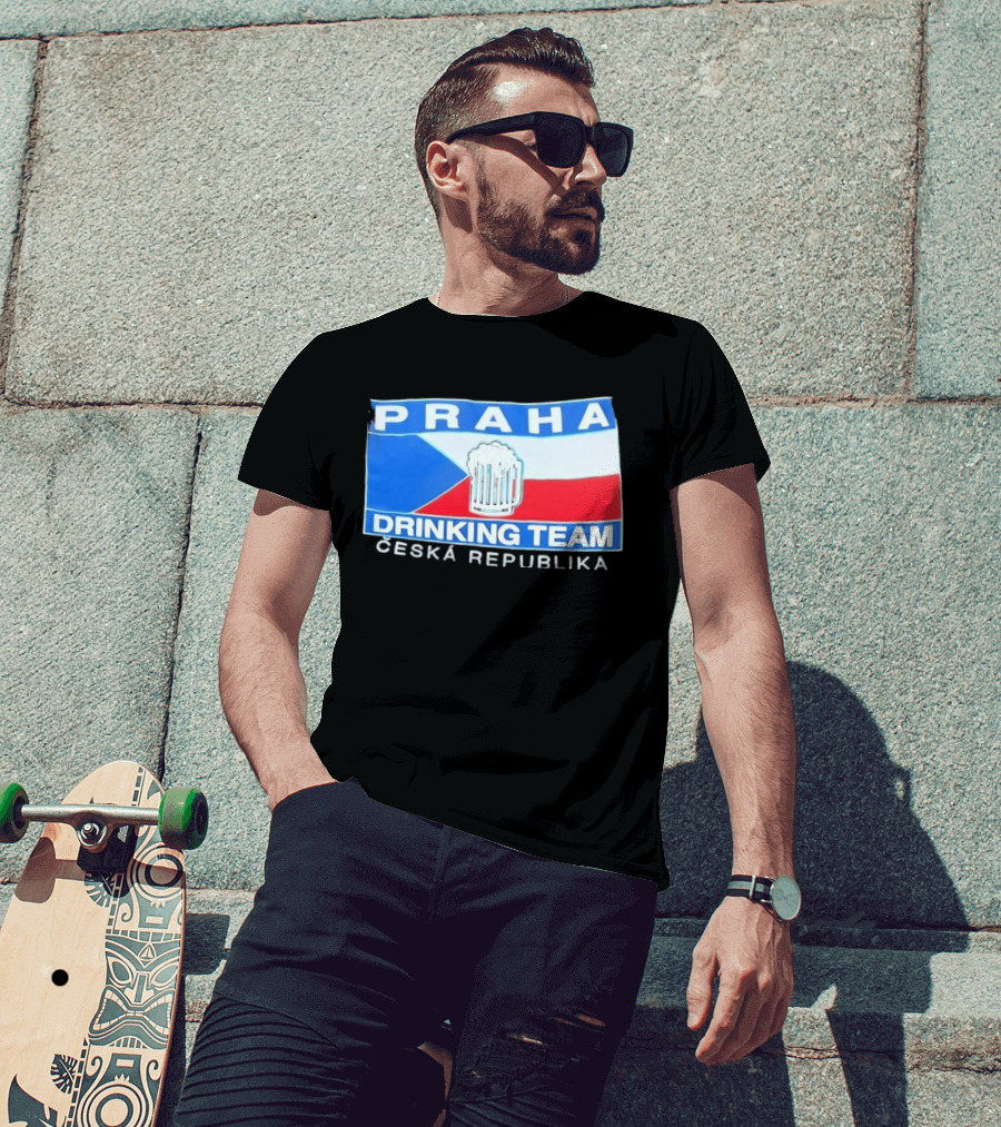 PRAHA Drinking Team Ceska Republika Flag Beer T-Shirt