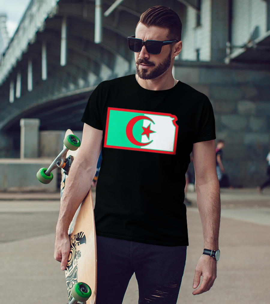 Lawrence Kansas Algeria Flag Map T-Shirt