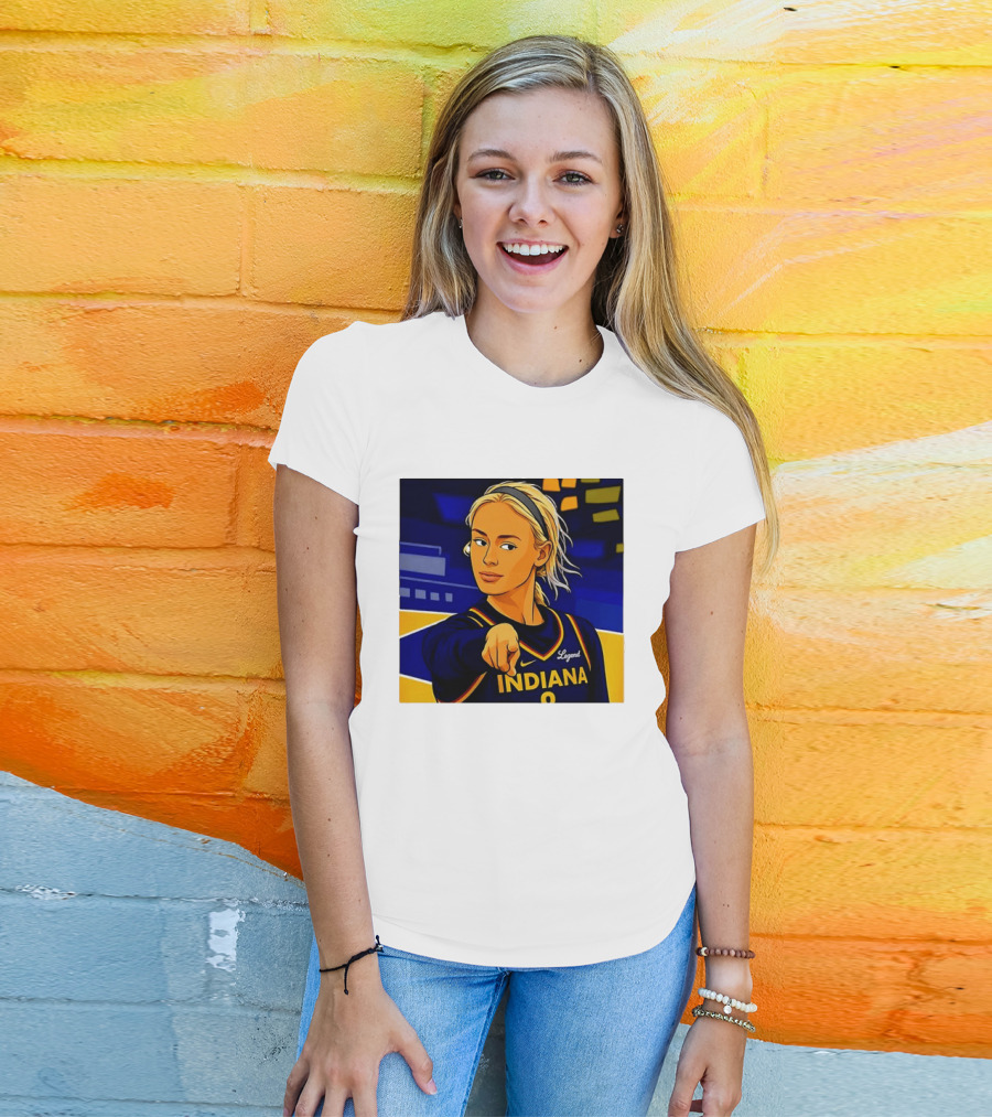 Indiana Basketball Legend Blonde Pointing Cartoon T-Shirt